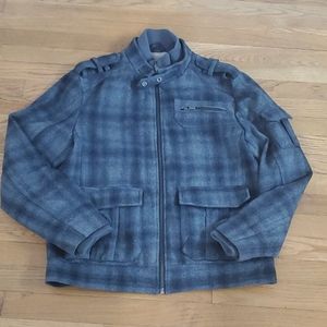 Mens Wool plaid motocross jacket